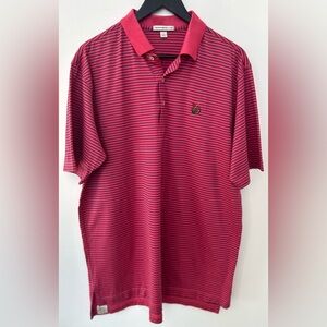Peter Millar Performance Golf Polo Men’s Large Pink Navy Stripe Stretch Shirt